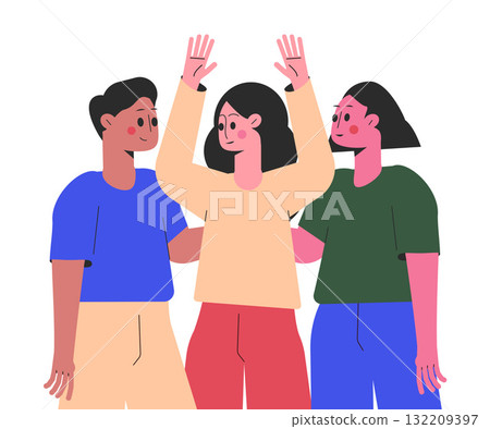 Hugging Man and Woman Character Embrace Each Other Feel Warmth Vector Illustration Hugging Man and Woman Character Embrace Each Other Feel Warmth Vector Illustration 132209397