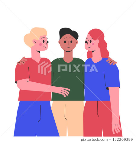 Hugging Man and Woman Character Embrace Each Other Feel Warmth Vector Illustration Hugging Man and Woman Character Embrace Each Other Feel Warmth Vector Illustration 132209399