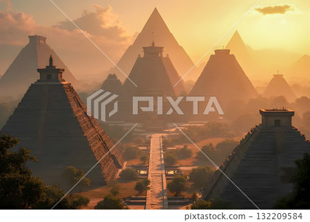 beautiful pagoda at sunset 132209584