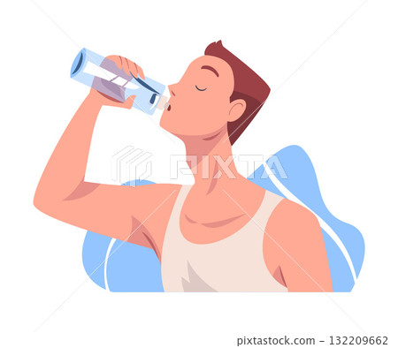Man Drinking Water Hydrate and Quench Thirst Vector Illustration 132209662