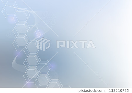 Hexagonal abstract background. Big Data Visualization. Global network connection. Medical, technology, science background. Vector illustration. 132210725