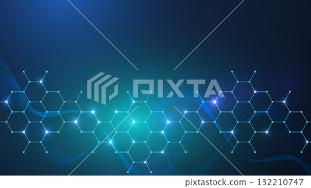 Health care abstract background with hexagons, lines and dots. Medical innovation banner template concept. Biology and pharmaceutical technology background. Vector illustration. Health care abstract background with hexagons, lines and dots. Medical innovation banner template concept. Biology and pharmaceutical technology background. Vector illustration. 132210747
