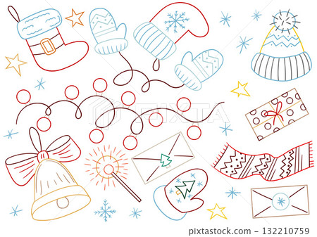 Set of winter illustrations in hand drawing style Set of winter illustrations in hand drawing style 132210759