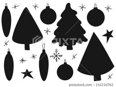 Set of winter illustrations in hand drawing style Set of winter illustrations in hand drawing style 132210762