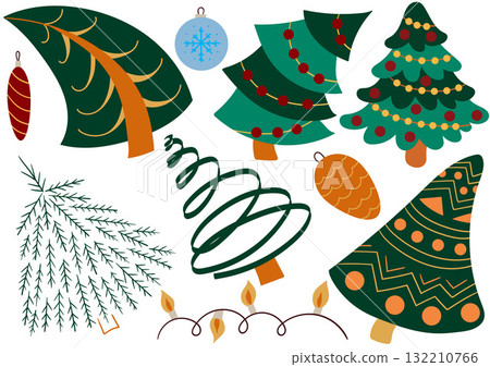 Set of winter illustrations in hand drawing style Set of winter illustrations in hand drawing style 132210766