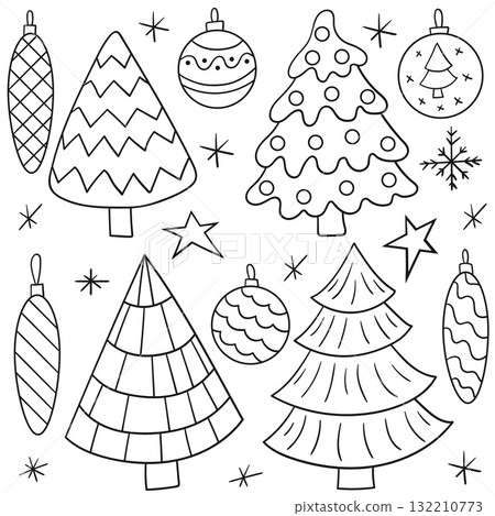 Set of winter illustrations in hand drawing style Set of winter illustrations in hand drawing style 132210773