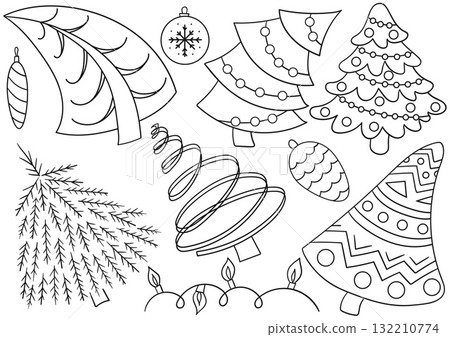 Set of winter illustrations in hand drawing style Set of winter illustrations in hand drawing style 132210774