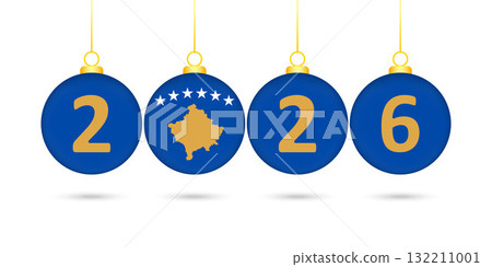 Kosovo Flag Christmas Balls 2026 Decoration. 132211001