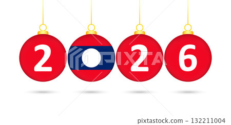 Laos Flag Christmas Balls 2026 Decoration. 132211004