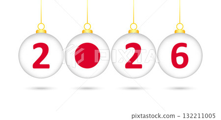 Japan Flag Christmas Balls 2026 Decoration. Japan Flag Christmas Balls 2026 Decoration. 132211005