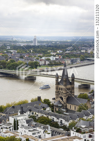 View of Great Saint Martin Church from the tower of Cologne Cathedral View of Great Saint Martin Church from the tower of Cologne Cathedral 132211320
