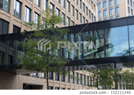 Modern Architectural Walkway Connecting Office Buildings 132211340