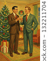 vintage men toasting at christmas, generative AI 132211704