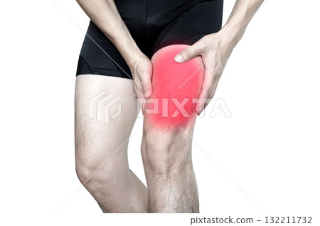 Leg muscle pain.young man  and grasped his muscles. With foot pain and stretching, fatigue muscles to alleviate pain, health concepts. 132211732