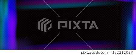 Old film blue light leaks frame texture. Distressed retro photo purple burn effect. Movie neon filter overlay frame. Blurry bright uv gradient with dust, scratches spots. Rectangle border blue light 132212087