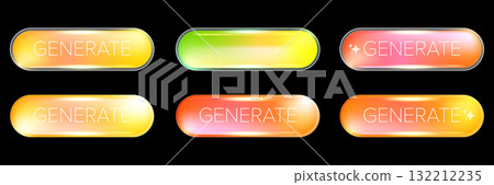 AI Generate glossy button set, futuristic neon glow design for websites or applications, creative user interface elements, modern graphic art for call to action, technology, software, online solutions 132212235