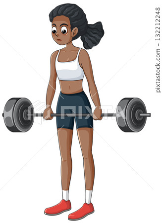 Athletic Woman Lifting Barbell in Sportswear Illustration 132212248