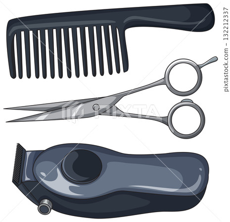 Barber Tools Set with Comb, Scissors, and Clipper Barber Tools Set with Comb, Scissors, and Clipper 132212337