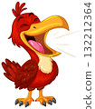 Cartoon Red Bird Laughing With Open Beak 132212364