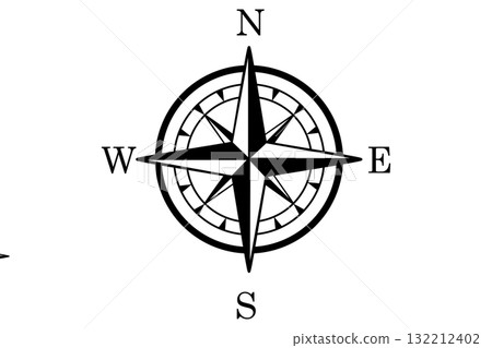透明背景的黑色指南針 132212402