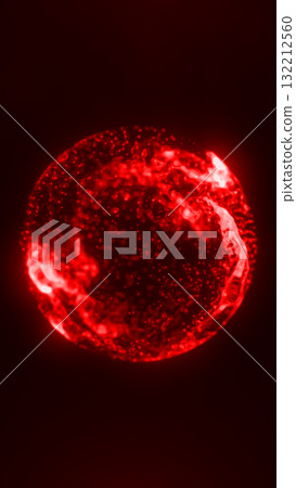 Abstract glowing red plasma sphere with dynamic energy particles in motion Abstract glowing red plasma sphere with dynamic energy particles in motion 132212560