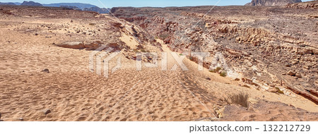 Scenic canyon landscape in the desert of South Sinai, Egypt Scenic canyon landscape in the desert of South Sinai, Egypt 132212729