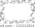 Sweet sour line cherry berries on stems, hand drawn vector ink, scattered ripe cerise drupes. Horizontal border frame isolated illustration. For restaurant cafe dessert menu, wedding, farmers market 132212814