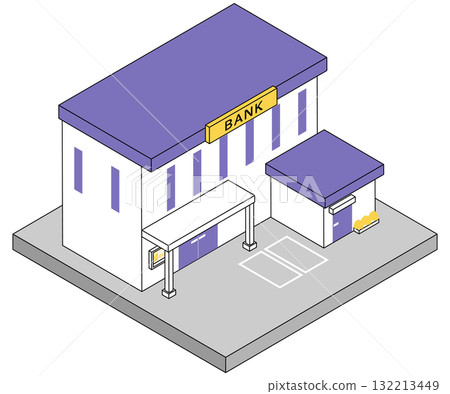 雙色等距銀行大樓圖示插畫素材 雙色等距銀行大樓圖示插畫素材 132213449