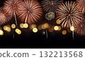 Red Fireworks Display With Bokeh Lights Red Fireworks Display With Bokeh Lights 132213568