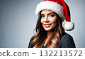 Smiling Woman in Santa Hat Winter Festive Season Smiling Woman in Santa Hat Winter Festive Season 132213572
