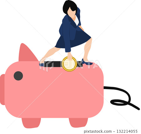 Illustration of a businesswoman saving money Illustration of a businesswoman saving money 132214055