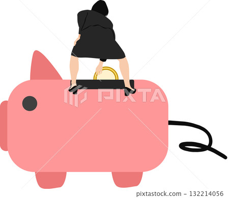 Illustration of a businesswoman saving money Illustration of a businesswoman saving money 132214056