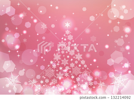 Cute snowflake Christmas tree background pink 132214092