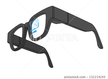 smart glasses displaying blue virtual keyboard notification window lens represents augmented reality AR virtual user interface wearable display technology smart glasses displaying blue virtual keyboard notification window lens represents augmented reality AR virtual user interface wearable display technology 132214243