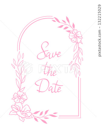 Wedding frame for invitation card. Marriage background with pretty stylized floral plants twigs. 132215029