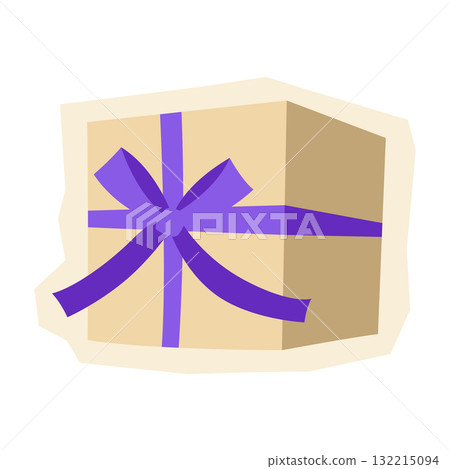 Illustration of gift box. Craft present for celebration, discount or promotion. 132215094