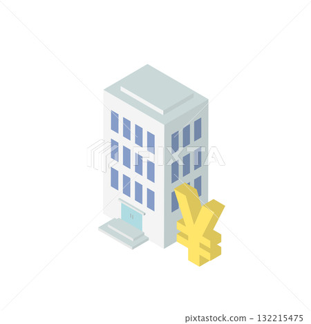 等距稅務局、銀行和金融機構向量插圖（日圓標記、商業、經濟） 132215475