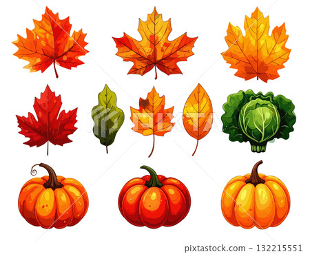 各種秋葉和南瓜 132215551