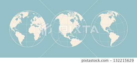 Globe, map, North South America. Earth globe with United States of America, USA. Europe, Asia, America, Oceania globe set. Map of America, USA Earth globe sign, symbol, circle. Vector Illustration Globe, map, North South America. Earth globe with United States of America, USA. Europe, Asia, America, Oceania globe set. Map of America, USA Earth globe sign, symbol, circle. Vector Illustration 132215629