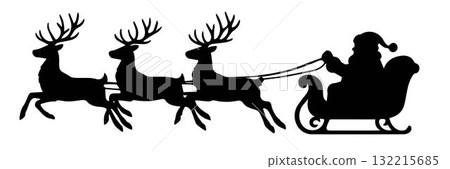 Silhouette of Santa Claus's team a white background. Santa's Team icon. Silhouettes. For Christmas cards, festive decorations, and holiday designs, in applications and websites Silhouette of Santa Claus's team a white background. Santa's Team icon. Silhouettes. For Christmas cards, festive decorations, and holiday designs, in applications and websites 132215685