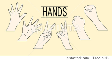 Illustration of a hand making a hand sign 132215919