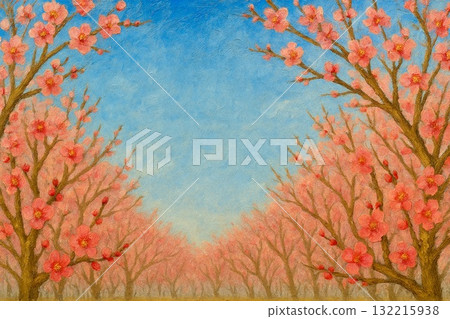 Frame Material: Plum Grove, Plum Blossoms, Full Bloom, Oil Painting 132215938