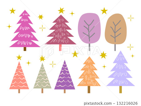 簡單可愛的手繪樹插圖集 132216026