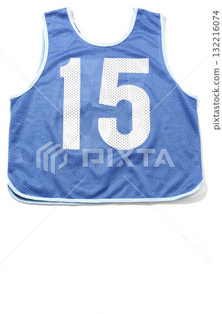 Blue bib photographed against a white background 132216074