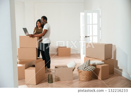 African American couple are moving into new house African American couple are moving into new house 132216233