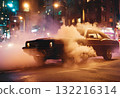 Thick smoke rising from the car engine.AI Generated 132216314