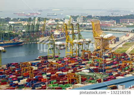 Aerial View Of Keppel Container Terminal, Singapore. 132216556