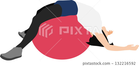 Illustration of a woman on a diet (stretching) Illustration of a woman on a diet (stretching) 132216592
