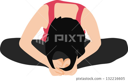 Illustration of a woman on a diet (stretching) 132216605