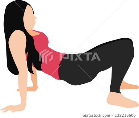 Illustration of a woman on a diet (stretching) Illustration of a woman on a diet (stretching) 132216606